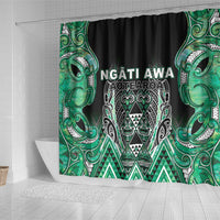 Aotearoa Ngati Awa Shower Curtain Maori Tribal Green Marble Paua Shell Pattern DT05 - Polynesian Pride