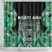 Aotearoa Ngati Awa Shower Curtain Maori Tribal Green Marble Paua Shell Pattern DT05 - Polynesian Pride