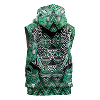 Aotearoa Ngati Awa Sleeveless Zip Hoodie Maori Tribal Green Marble Paua Shell Pattern DT05 - Polynesian Pride