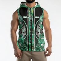 Aotearoa Ngati Awa Sleeveless Zip Hoodie Maori Tribal Green Marble Paua Shell Pattern DT05 - Polynesian Pride