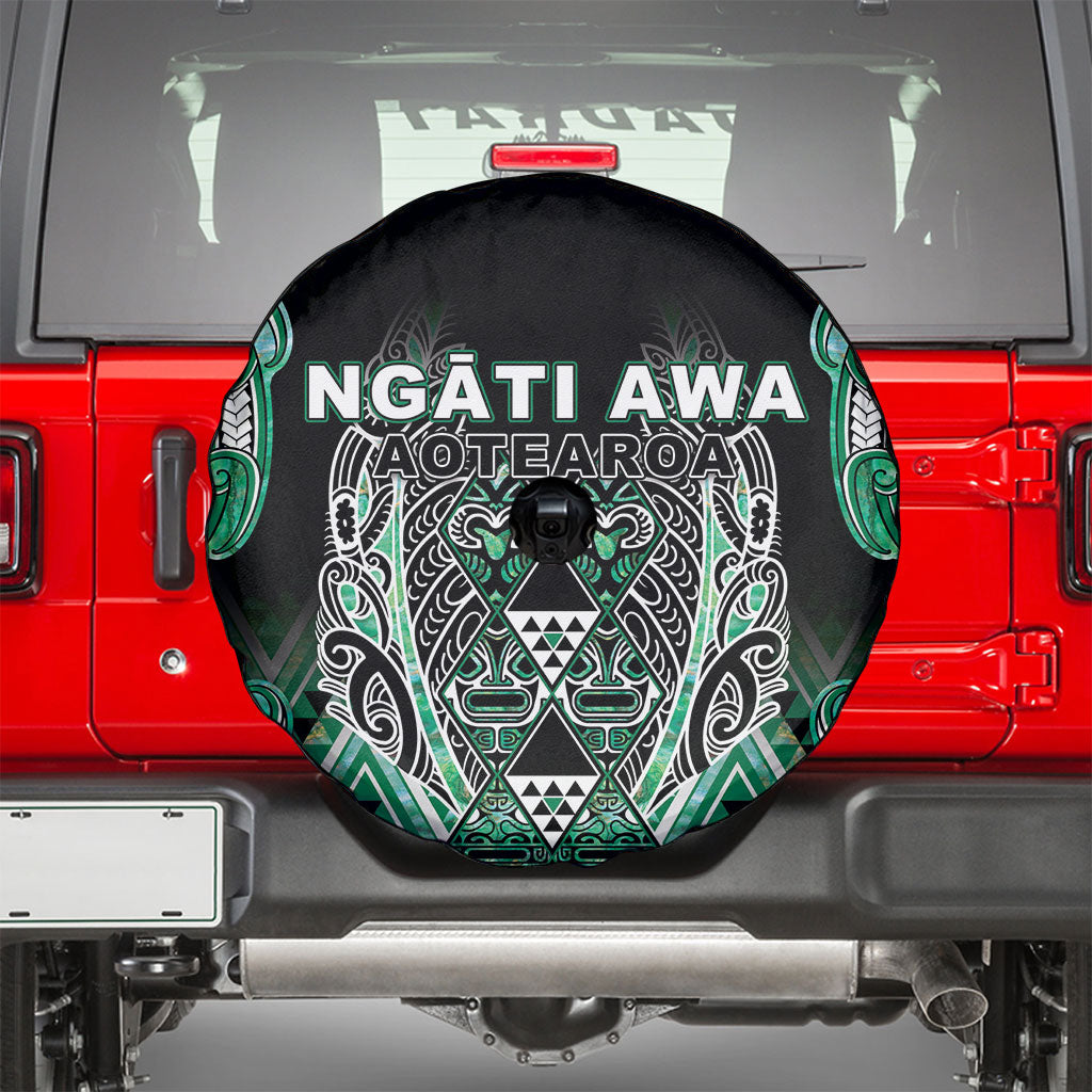 Aotearoa Ngati Awa Spare Tire Cover Maori Tribal Green Marble Paua Shell Pattern DT05 - Polynesian Pride