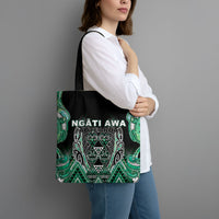 Aotearoa Ngati Awa Tote Bag Maori Tribal Green Marble Paua Shell Pattern DT05 - Polynesian Pride