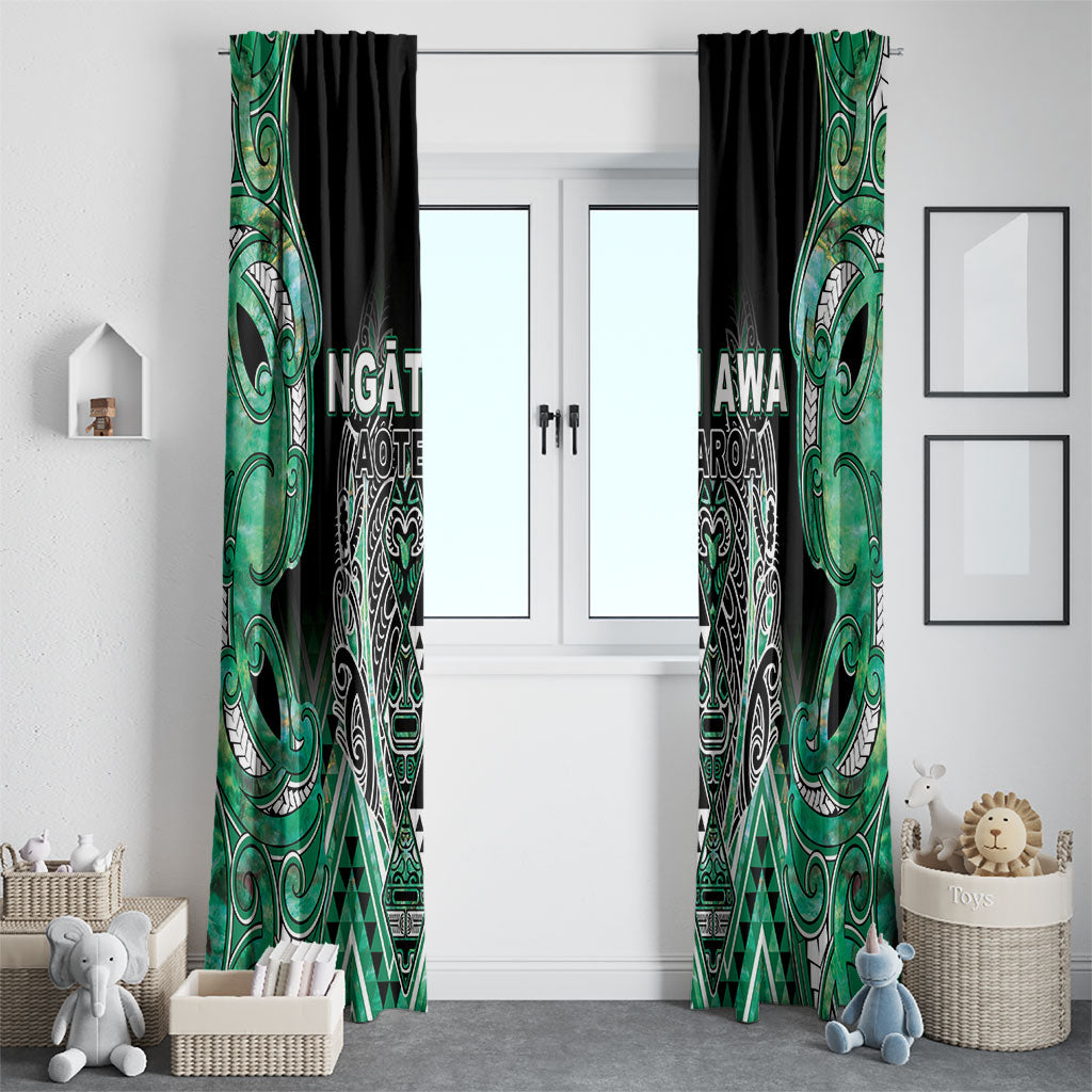 Aotearoa Ngati Awa Window Curtain Maori Tribal Green Marble Paua Shell Pattern DT05 - Polynesian Pride