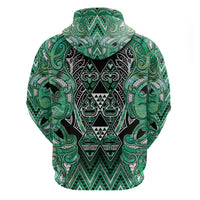 Aotearoa Ngati Awa Zip Hoodie Maori Tribal Green Marble Paua Shell Pattern DT05 - Polynesian Pride