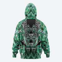 Aotearoa Ngati Awa Zip Hoodie Maori Tribal Green Marble Paua Shell Pattern DT05 - Polynesian Pride