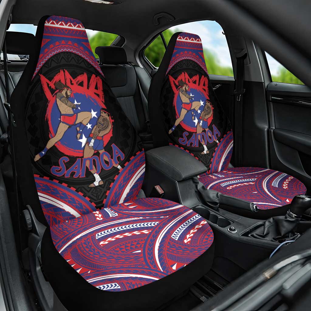 Samoa Mixed Martial Arts Car Seat Cover Flying Knee Of Samoan DT05 One Size Black - Polynesian Pride