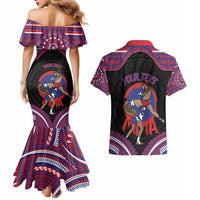 Personalised Samoa Mixed Martial Arts Couples Matching Mermaid Dress and Hawaiian Shirt Flying Knee Of Samoan DT05 - Polynesian Pride