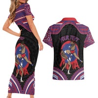 Personalised Samoa Mixed Martial Arts Couples Matching Short Sleeve Bodycon Dress and Hawaiian Shirt Flying Knee Of Samoan DT05 - Polynesian Pride