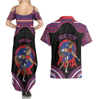 Personalised Samoa Mixed Martial Arts Couples Matching Summer Maxi Dress and Hawaiian Shirt Flying Knee Of Samoan DT05 - Polynesian Pride