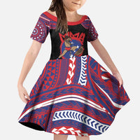 Personalised Samoa Mixed Martial Arts Family Matching Long Sleeve Bodycon Dress and Hawaiian Shirt Flying Knee Of Samoan - Polynesian Pride
