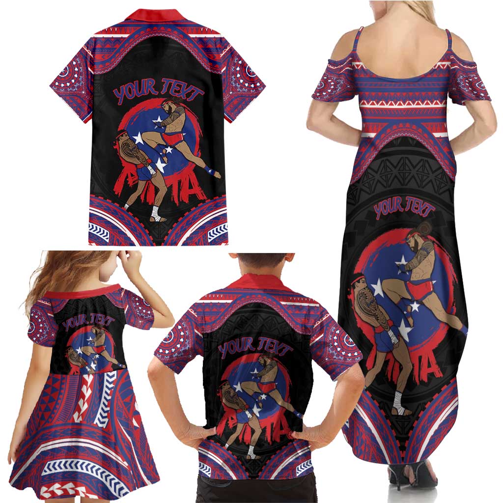 Personalised Samoa Mixed Martial Arts Family Matching Summer Maxi Dress and Hawaiian Shirt Flying Knee Of Samoan - Polynesian Pride