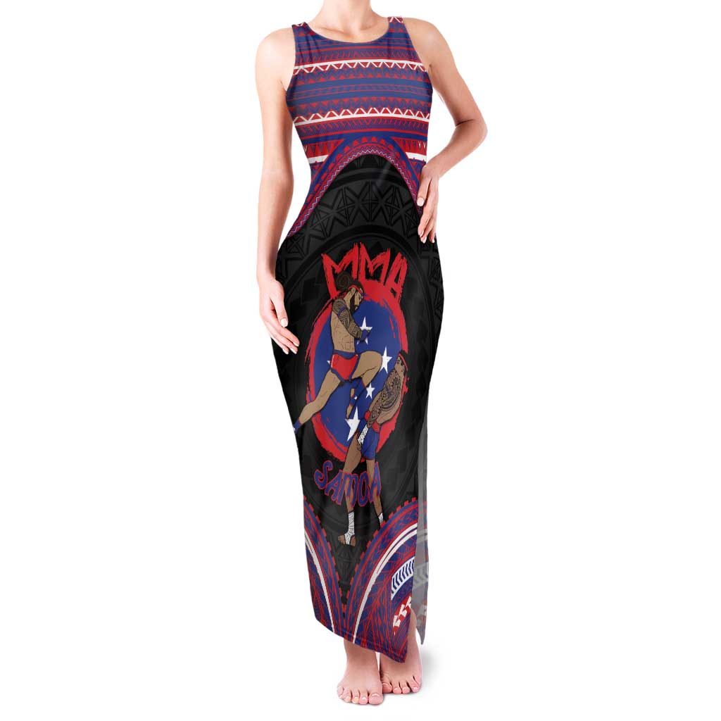 Personalised Samoa Mixed Martial Arts Family Matching Tank Maxi Dress and Hawaiian Shirt Flying Knee Of Samoan - Polynesian Pride