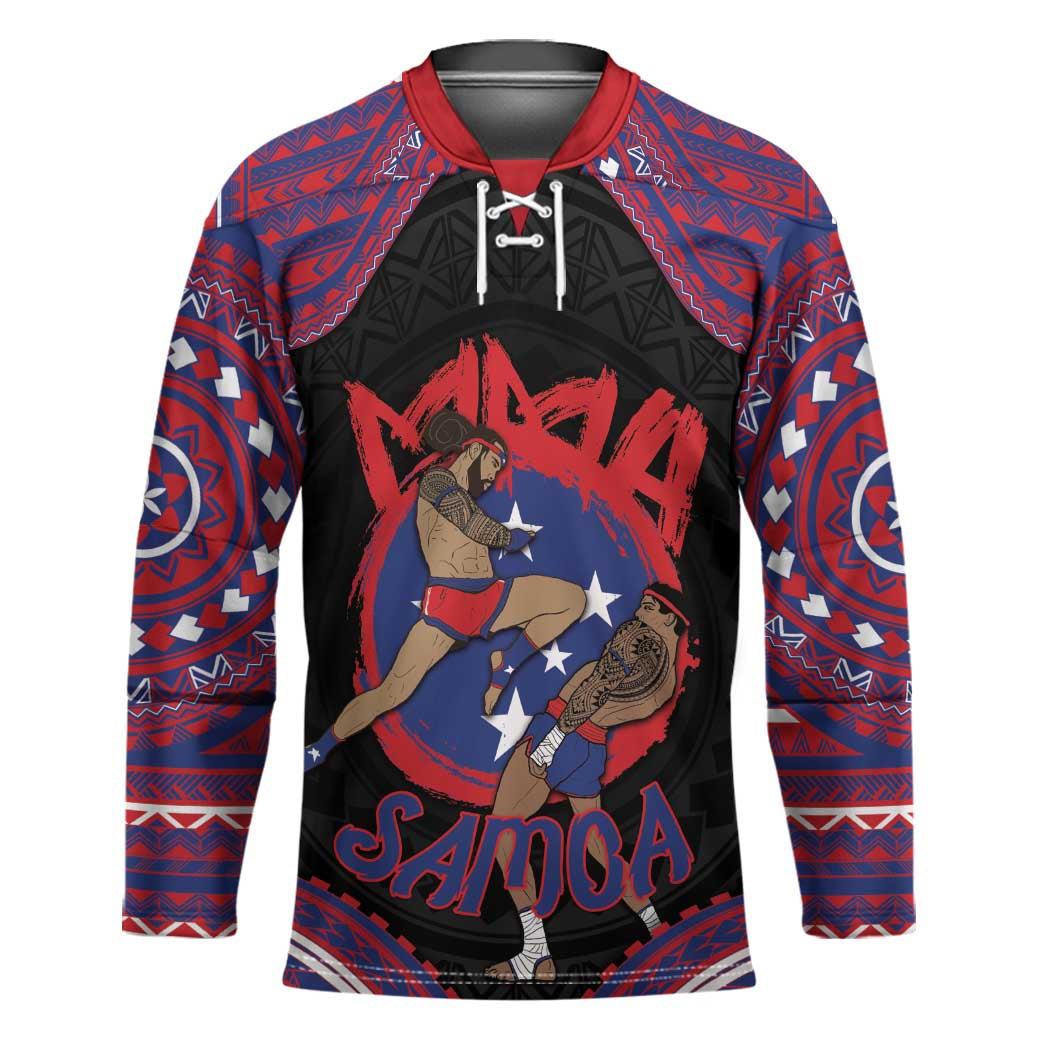Personalised Samoa Mixed Martial Arts Hockey Jersey Flying Knee Of Samoan - Polynesian Pride