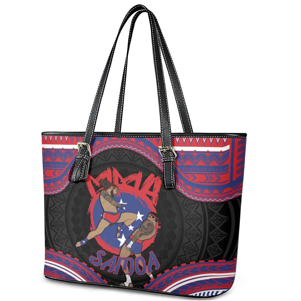 Samoa Mixed Martial Arts Leather Tote Bag Flying Knee Of Samoan DT05 - Polynesian Pride