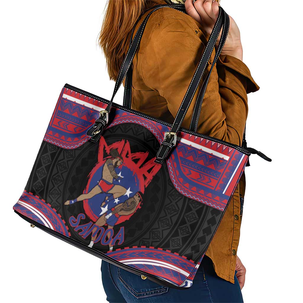 Samoa Mixed Martial Arts Leather Tote Bag Flying Knee Of Samoan DT05 - Polynesian Pride
