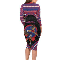 Personalised Samoa Mixed Martial Arts Long Sleeve Bodycon Dress Flying Knee Of Samoan DT05 - Polynesian Pride