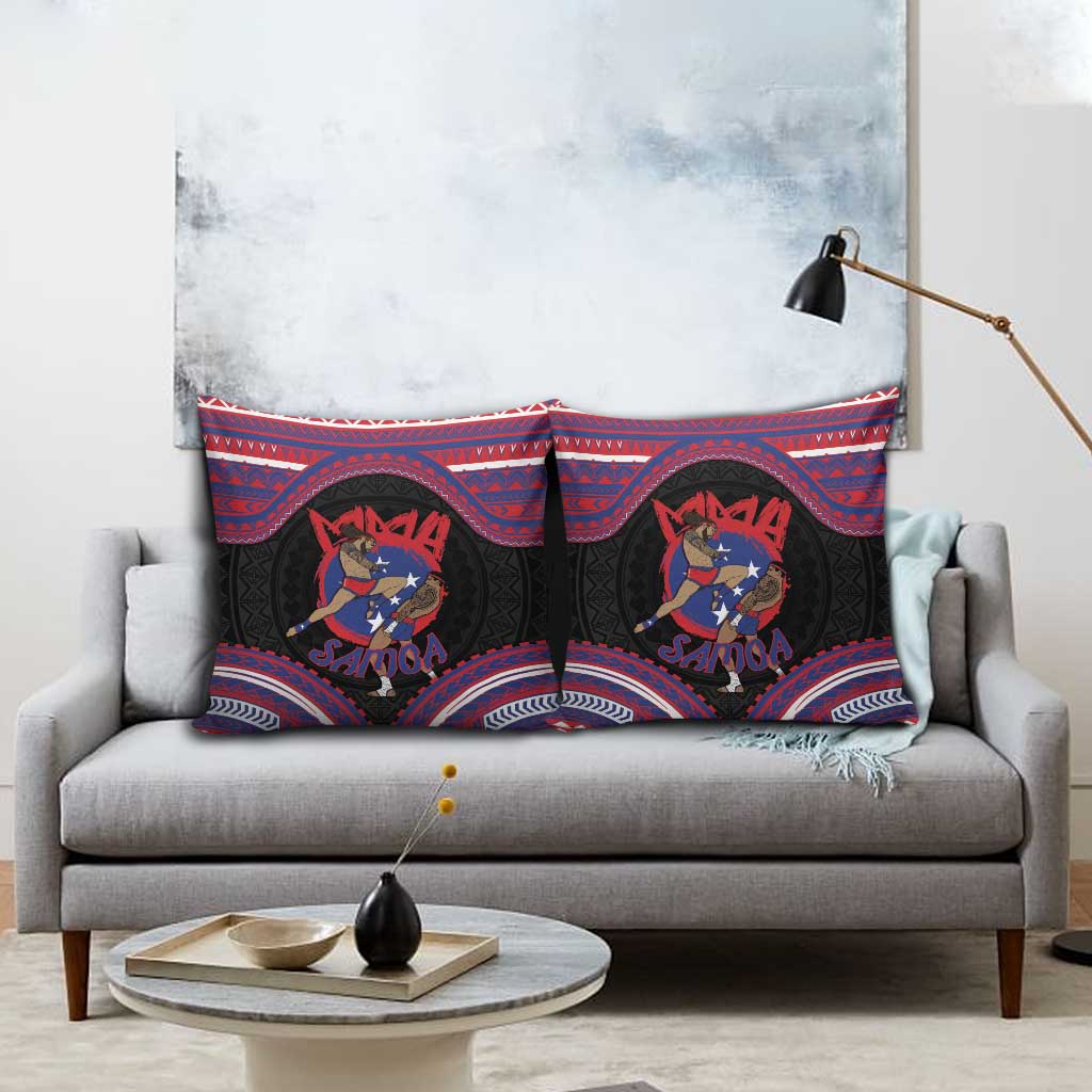 Samoa Mixed Martial Arts Pillow Cover Flying Knee Of Samoan - Polynesian Pride