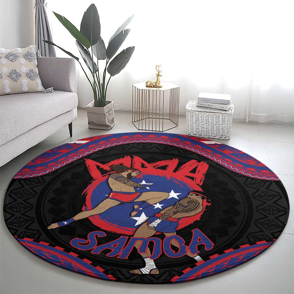 Samoa Mixed Martial Arts Round Carpet Flying Knee Of Samoan - Polynesian Pride