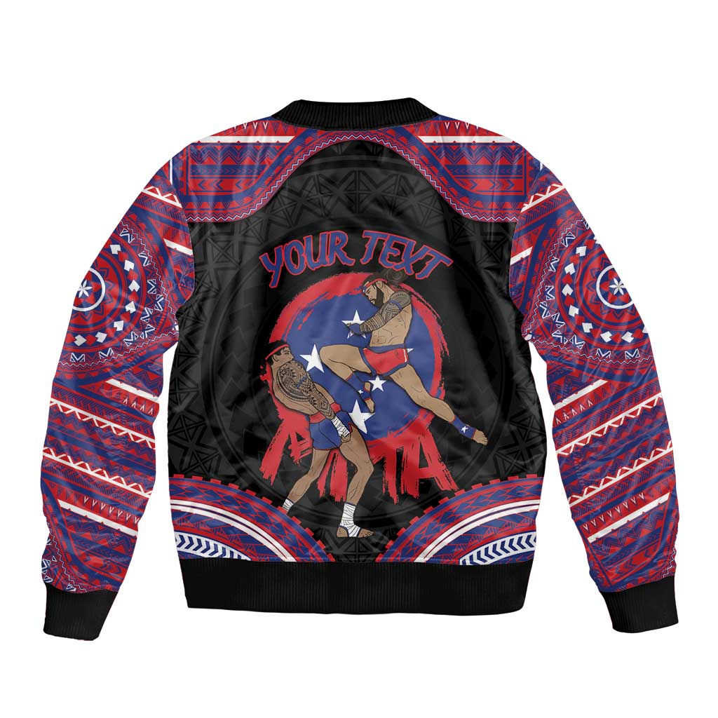 Personalised Samoa Mixed Martial Arts Sleeve Zip Bomber Jacket Flying Knee Of Samoan DT05 - Polynesian Pride