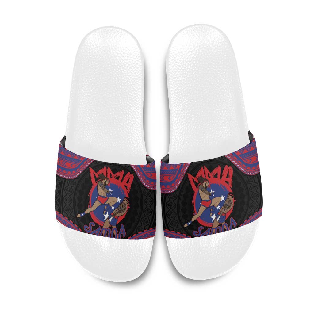 Samoa Mixed Martial Arts Slide Sandals Flying Knee Of Samoan DT05 Black - Polynesian Pride
