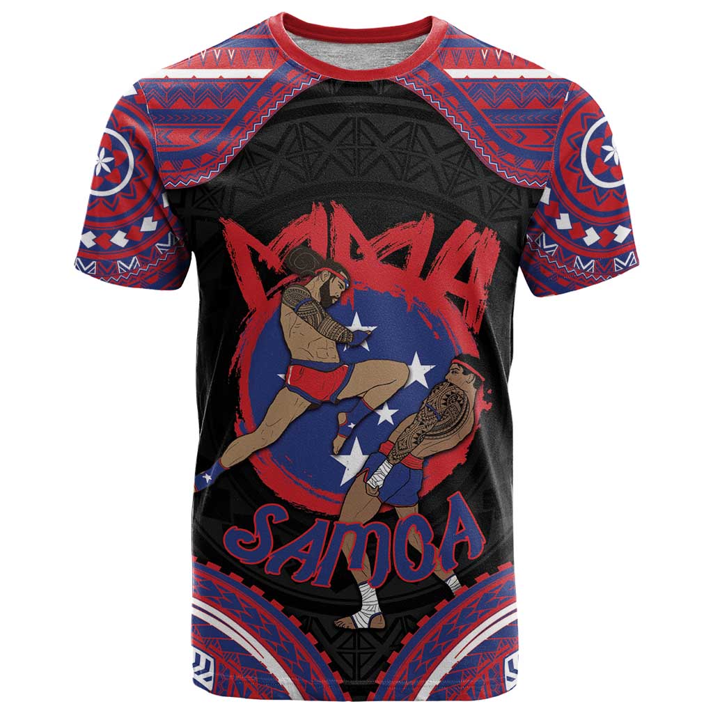 Personalised Samoa Mixed Martial Arts T Shirt Flying Knee Of Samoan DT05 Black - Polynesian Pride