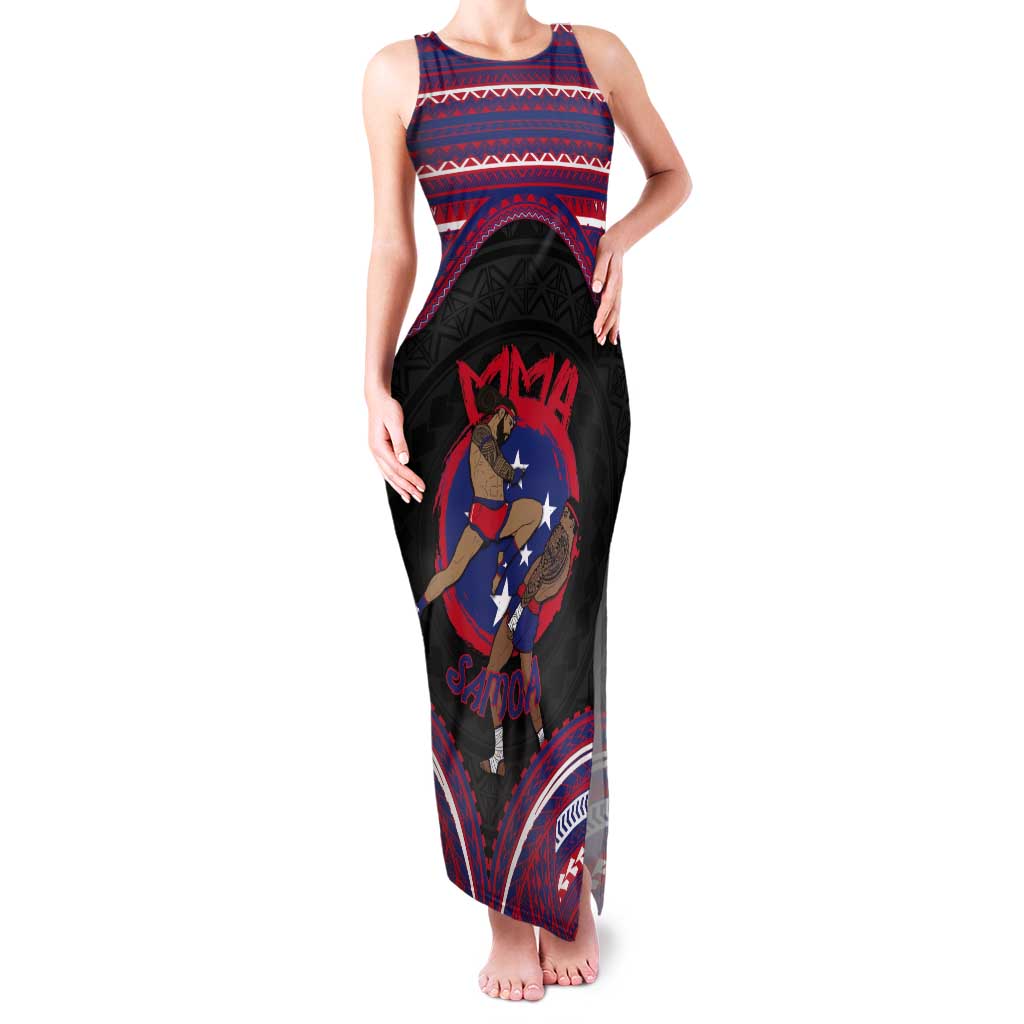Personalised Samoa Mixed Martial Arts Tank Maxi Dress Flying Knee Of Samoan - Polynesian Pride
