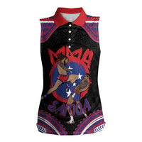 Personalised Samoa Mixed Martial Arts Women Sleeveless Polo Shirt Flying Knee Of Samoan - Polynesian Pride