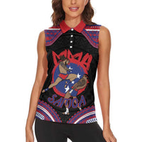 Personalised Samoa Mixed Martial Arts Women Sleeveless Polo Shirt Flying Knee Of Samoan - Polynesian Pride