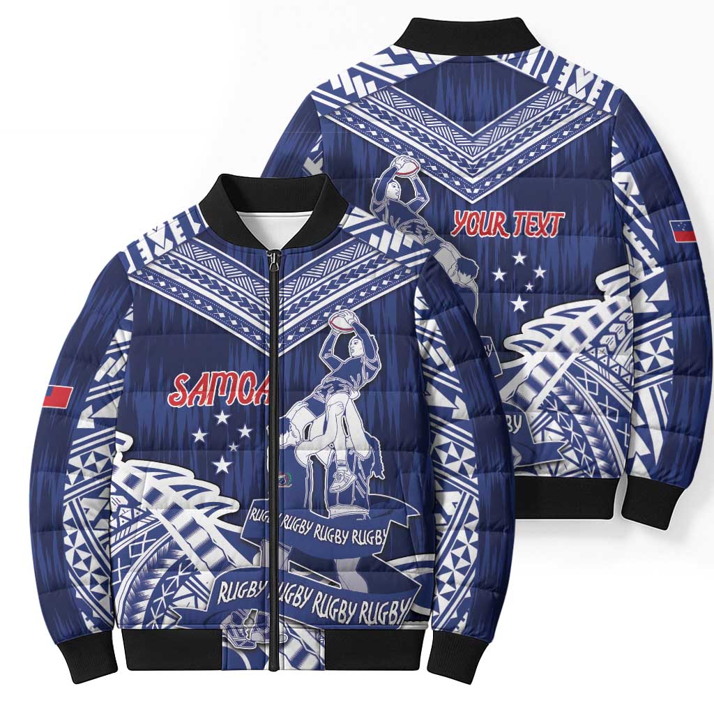 Personalised Samoa Rugby Bomber Puffer Jacket Pacific Warrior Glory DT05 - Polynesian Pride