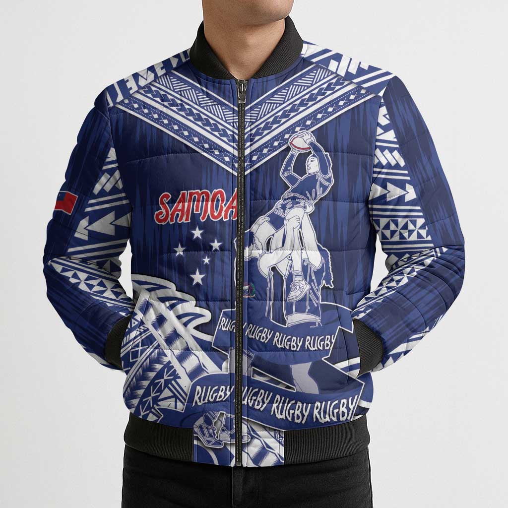 Personalised Samoa Rugby Bomber Puffer Jacket Pacific Warrior Glory DT05 - Polynesian Pride