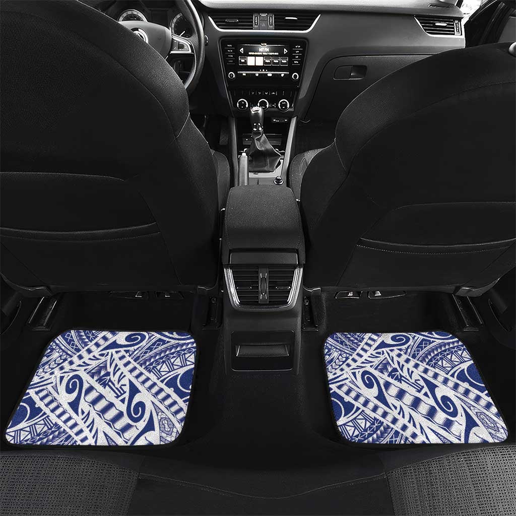 Personalised Samoa Rugby Car Mats Pacific Warrior Glory DT05 Set 2pcs - Back Navy - Polynesian Pride
