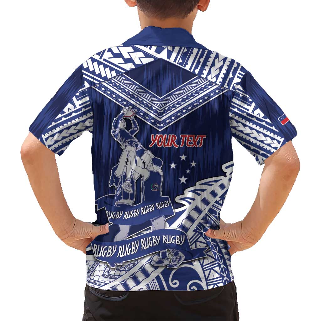 Personalised Samoa Rugby Family Matching Short Sleeve Bodycon Dress and Hawaiian Shirt Pacific Warrior Glory DT05 - Polynesian Pride