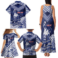 Personalised Samoa Rugby Family Matching Tank Maxi Dress and Hawaiian Shirt Pacific Warrior Glory DT05 - Polynesian Pride