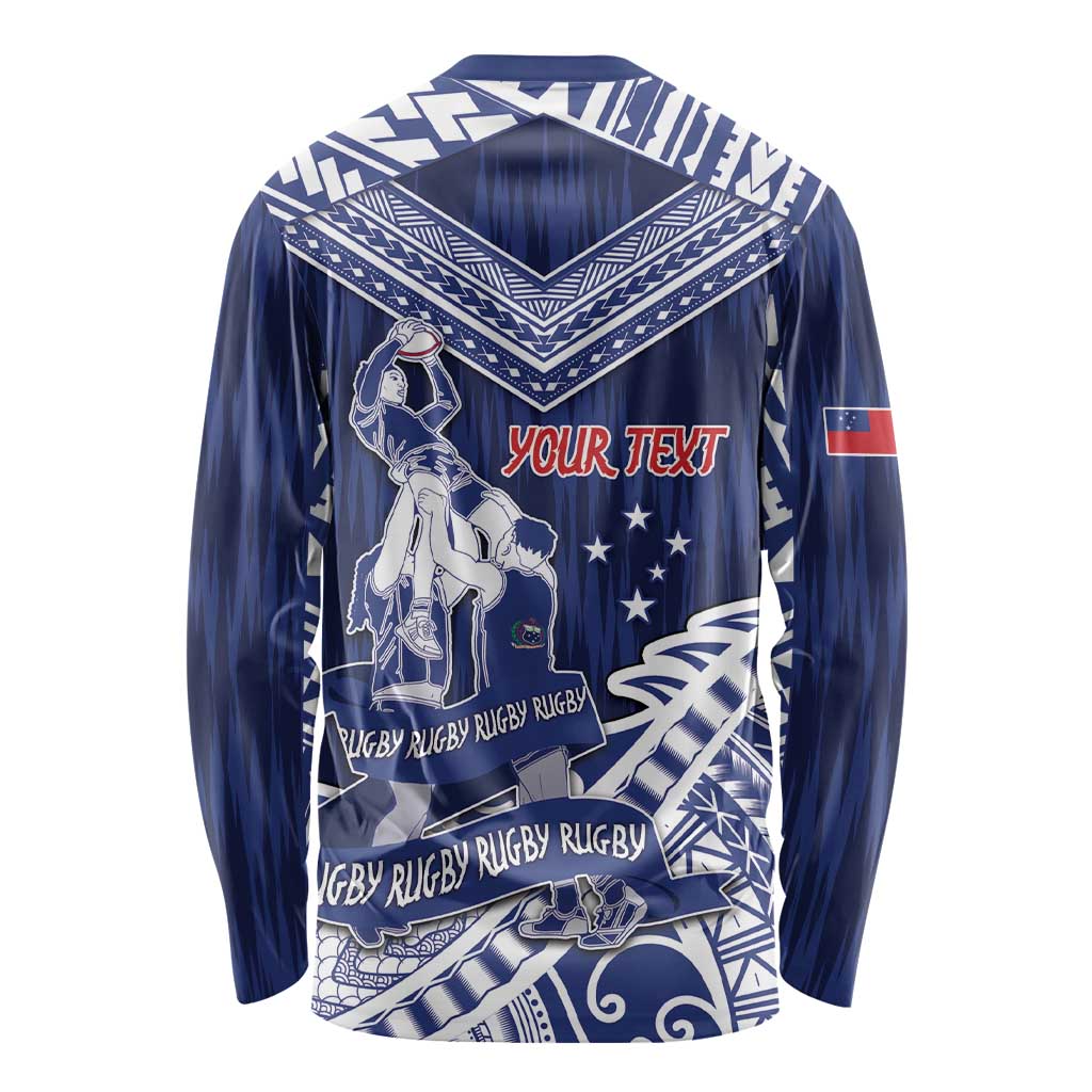 Personalised Samoa Rugby Long Sleeve Shirt Pacific Warrior Glory DT05 - Polynesian Pride