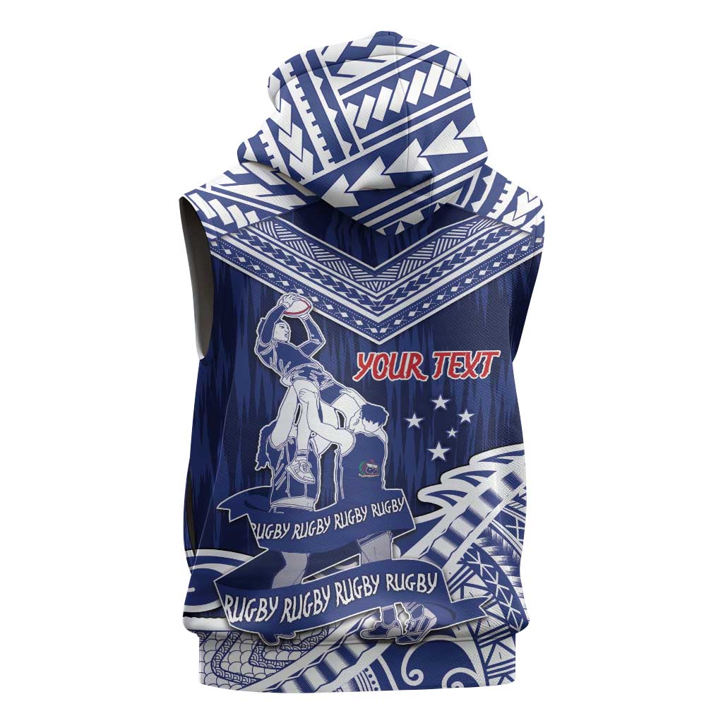 Personalised Samoa Rugby Sleeveless Hoodie Pacific Warrior Glory - Polynesian Pride