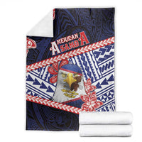 American Samoa Blanket Bald Eagle With Polynesian Pattern - Polynesian Pride