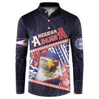 Personalized American Samoa Button Sweatshirt Bald Eagle With Polynesian Pattern - Polynesian Pride