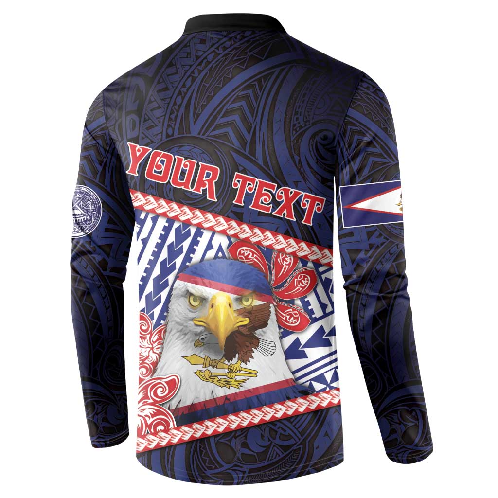 Personalized American Samoa Button Sweatshirt Bald Eagle With Polynesian Pattern - Polynesian Pride