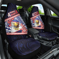 American Samoa Car Seat Cover Bald Eagle With Polynesian Pattern - Polynesian Pride