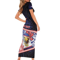 Personalized American Samoa Family Matching Short Sleeve Bodycon Dress and Hawaiian Shirt Bald Eagle With Polynesian Pattern - Polynesian Pride