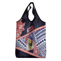 American Samoa Grocery Bag Bald Eagle With Polynesian Pattern - Polynesian Pride