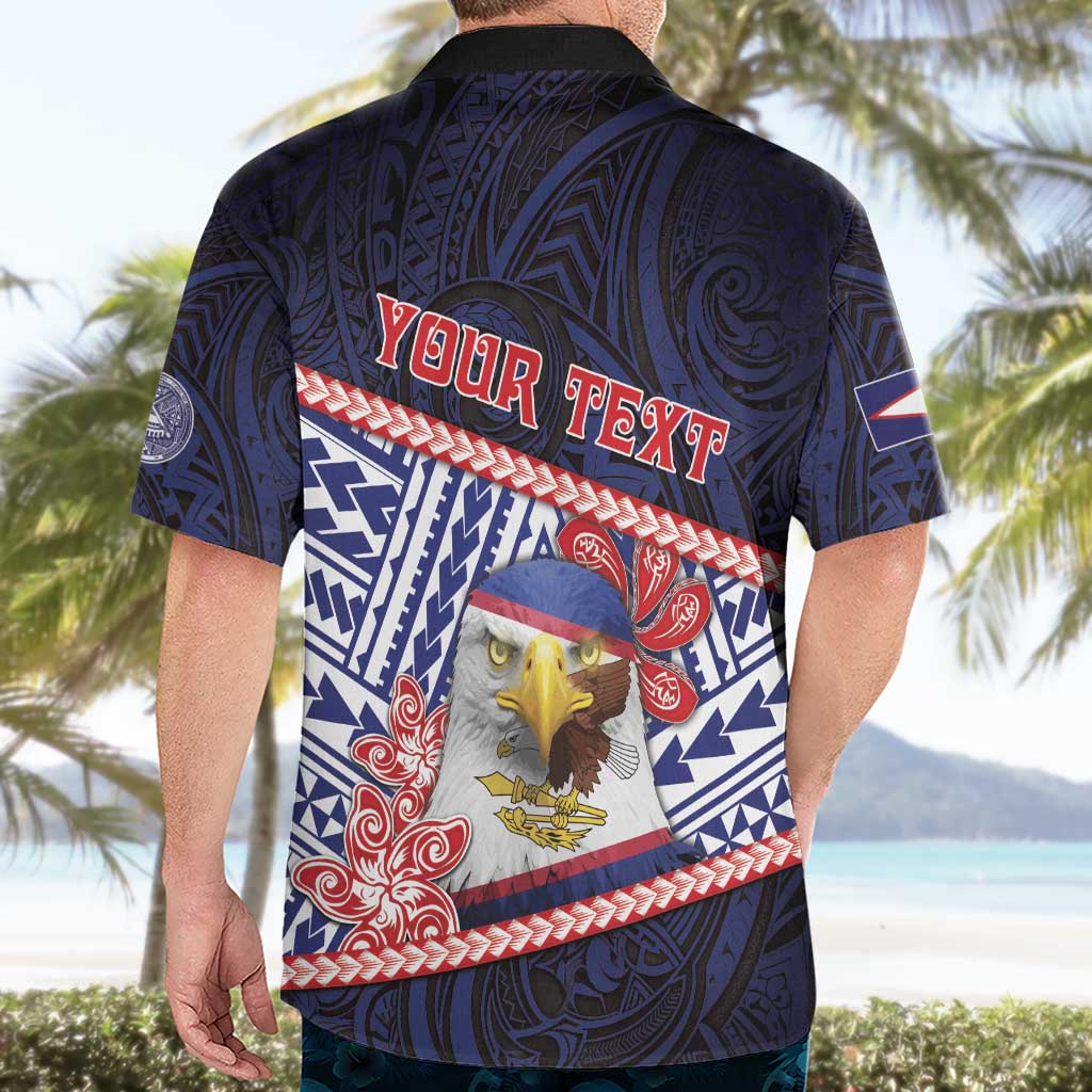Personalized American Samoa Hawaiian Shirt Bald Eagle With Polynesian Pattern - Polynesian Pride
