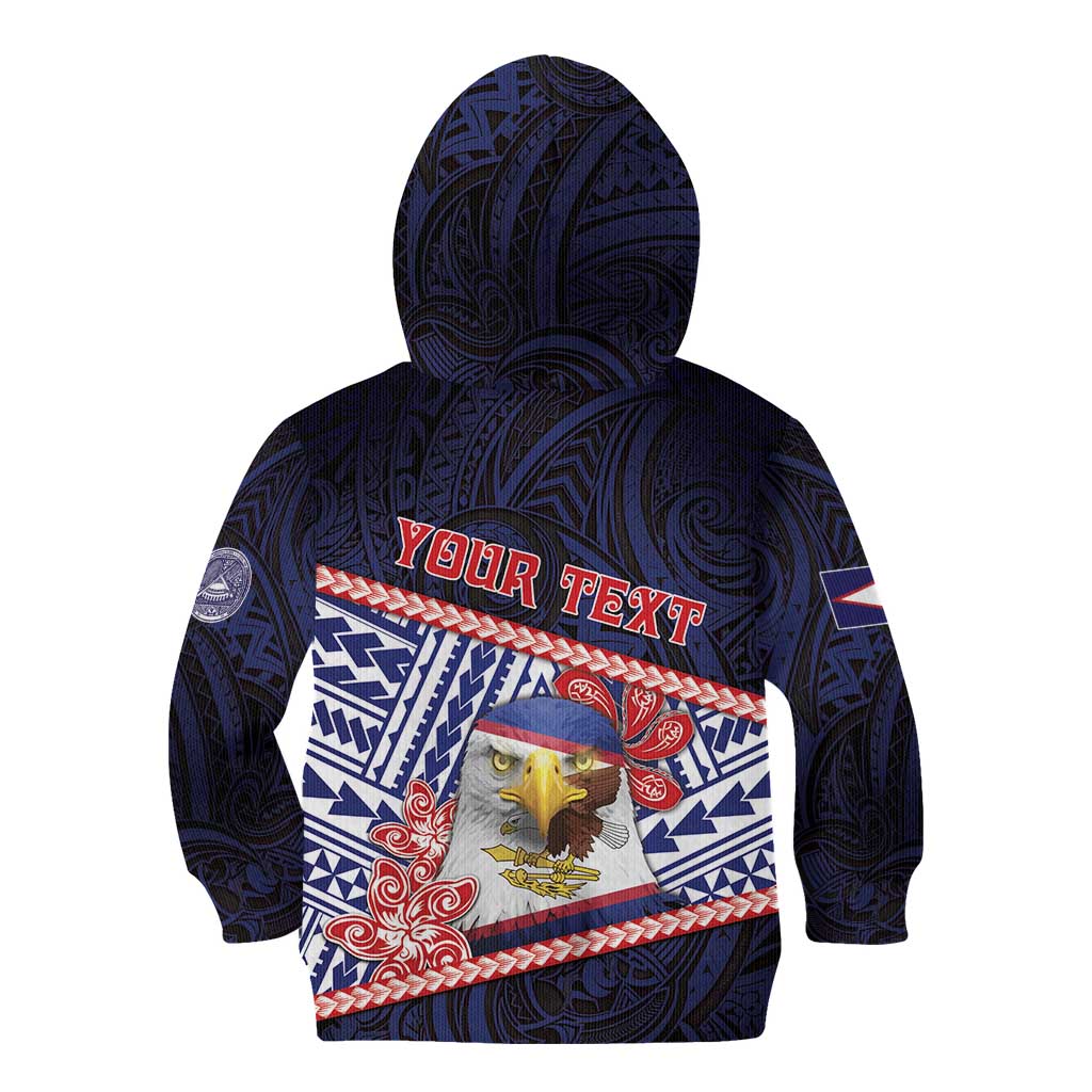 Personalized American Samoa Kid Hoodie Bald Eagle With Polynesian Pattern - Polynesian Pride