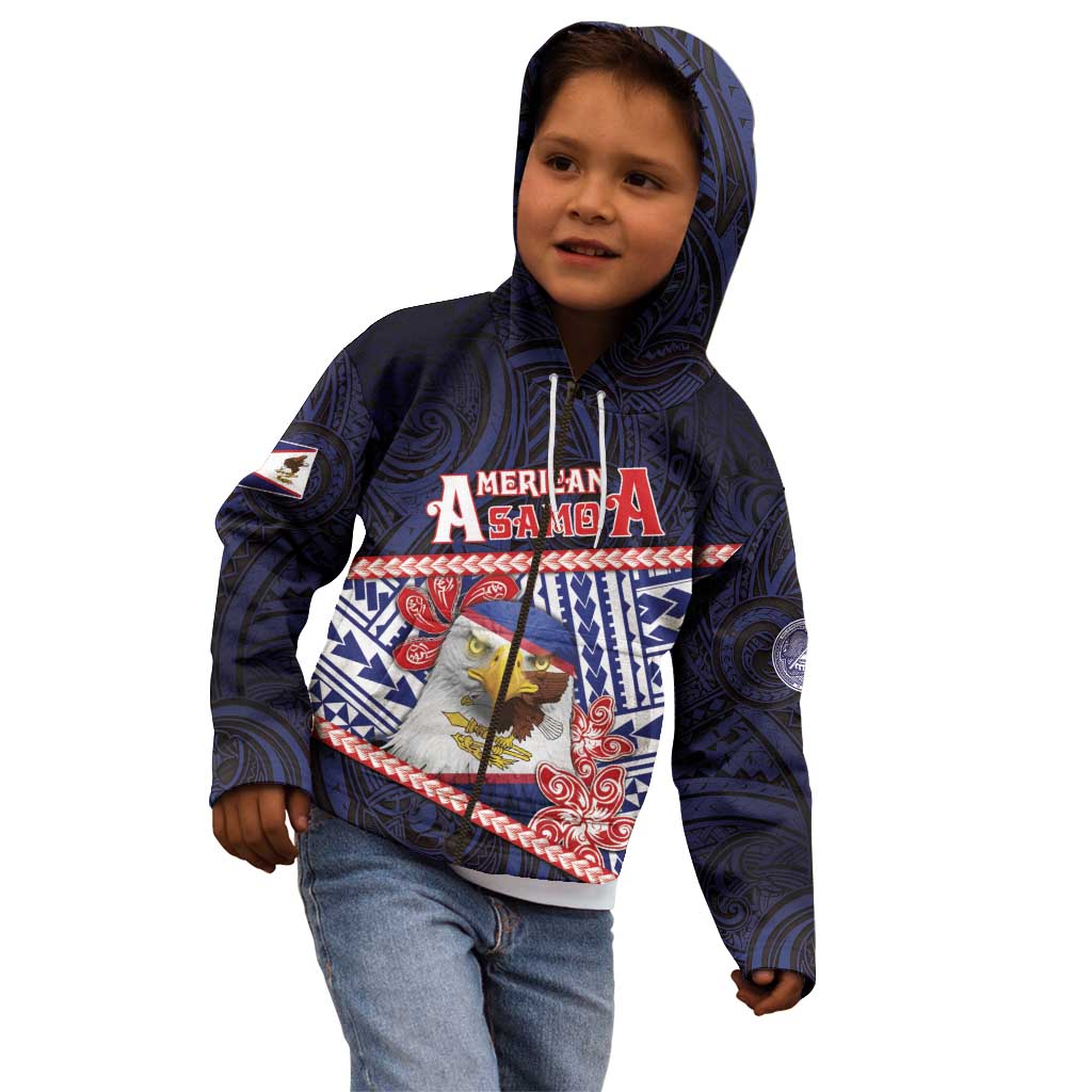 Personalized American Samoa Kid Hoodie Bald Eagle With Polynesian Pattern - Polynesian Pride