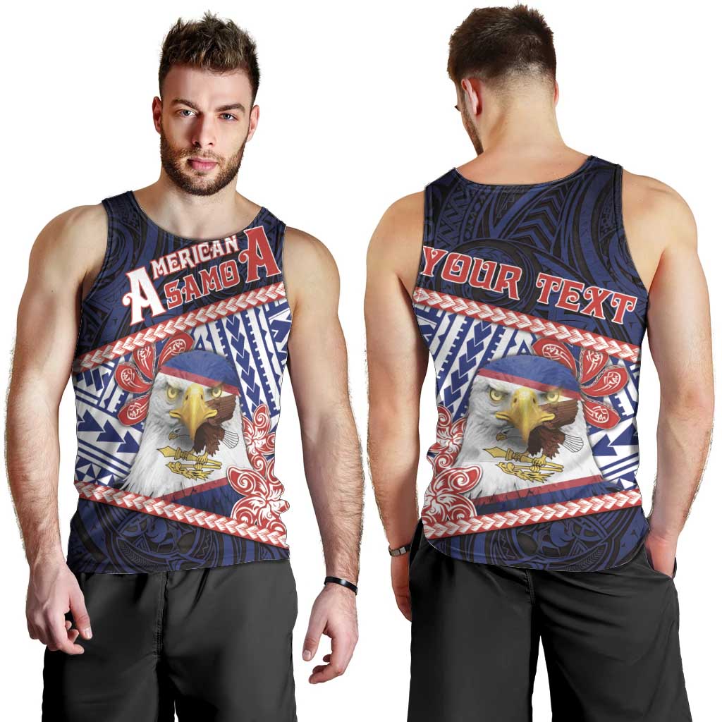 Personalized American Samoa Men Tank Top Bald Eagle With Polynesian Pattern - Polynesian Pride