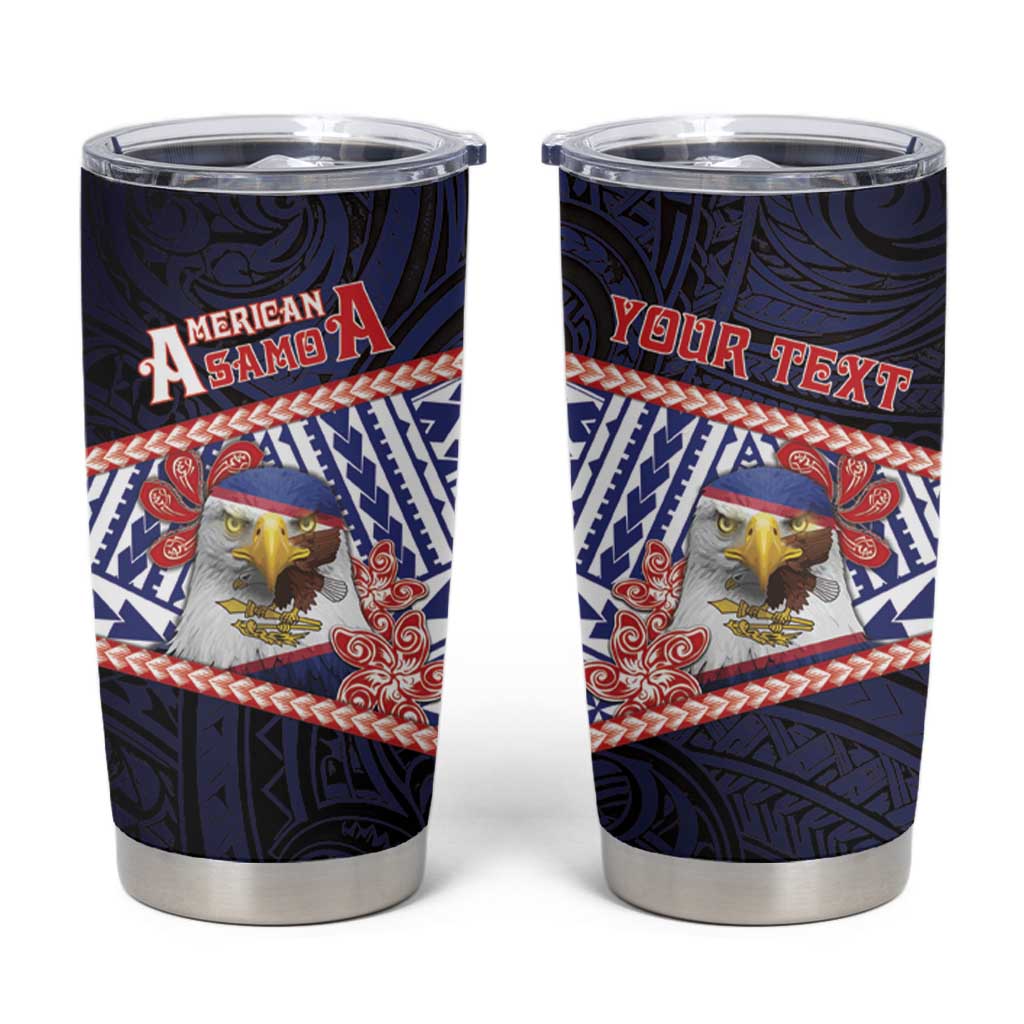 Personalized American Samoa Tumbler Cup Bald Eagle With Polynesian Pattern - Polynesian Pride