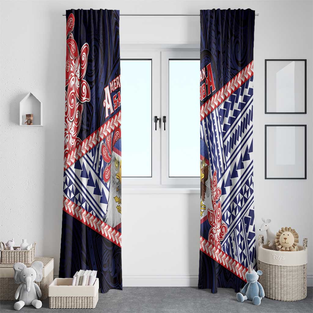 American Samoa Window Curtain Bald Eagle With Polynesian Pattern - Polynesian Pride