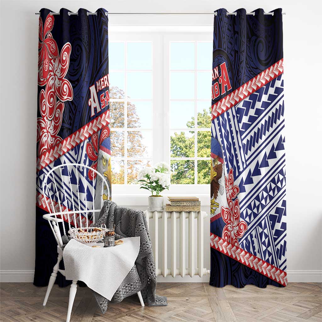 American Samoa Window Curtain Bald Eagle With Polynesian Pattern - Polynesian Pride