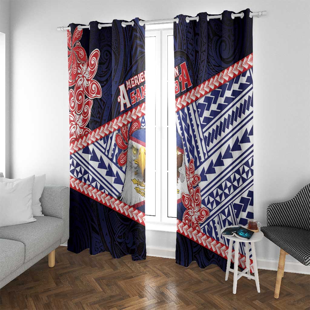 American Samoa Window Curtain Bald Eagle With Polynesian Pattern - Polynesian Pride