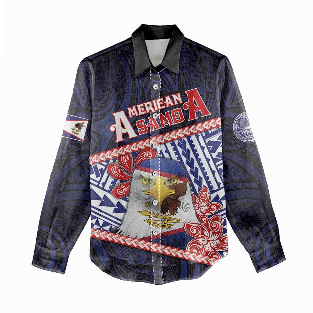 Personalized American Samoa Women Casual Shirt Bald Eagle With Polynesian Pattern - Polynesian Pride